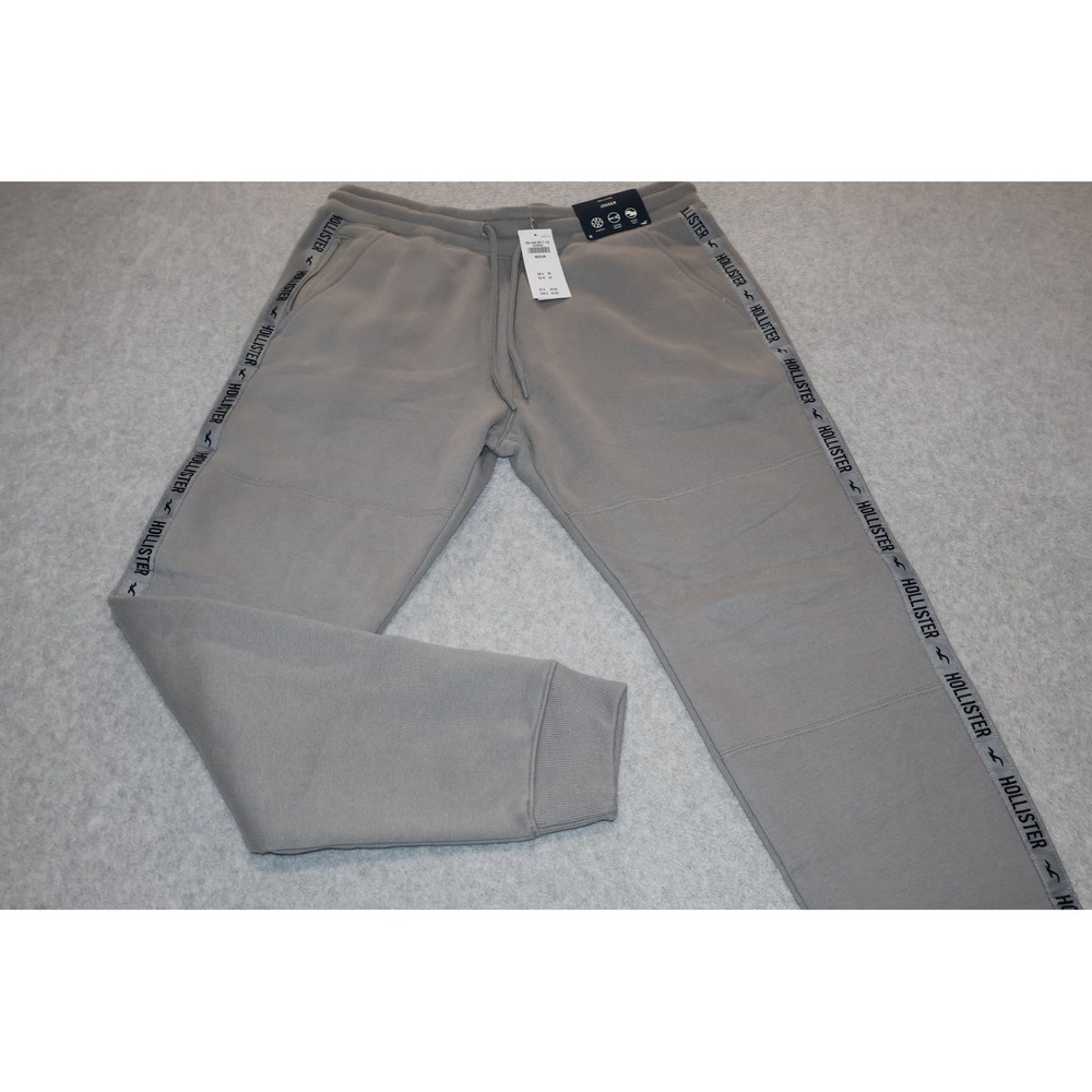 Hollister Jogger Mens Medium Gray Tape Side Stripe Sweatpants Gym Workout NEW